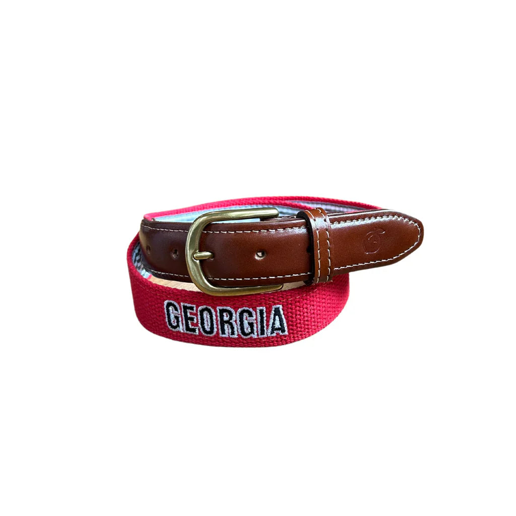 UGA Block G Embroidered Belt