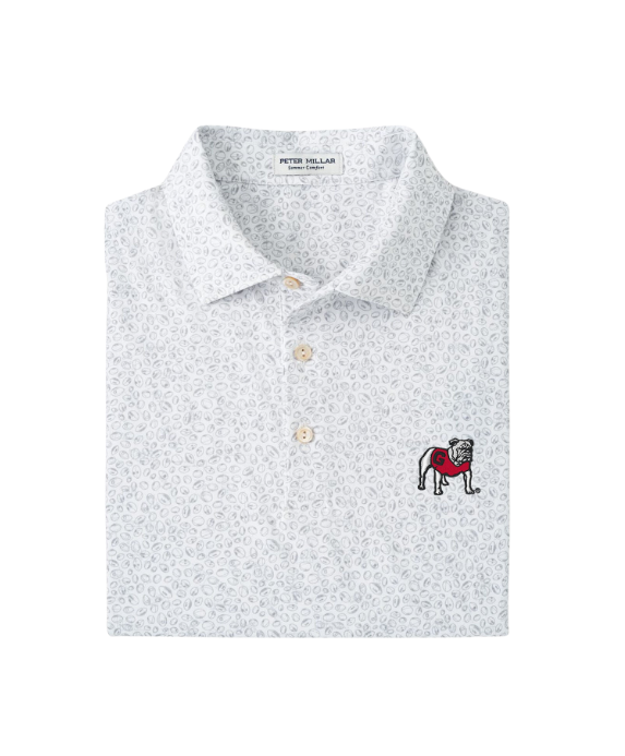 FINAL SALE - UGA Standing Dawg Blitz Performance Jersey Polo White/Gale Grey